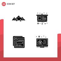 Universal Solid Glyph Signs Symbols of rocks page nature chart web Editable Vector Design Elements