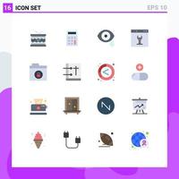 Modern Set of 16 Flat Colors Pictograph of setting interface biology gear drops Editable Pack of Creative Vector Design Elements