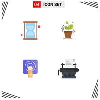 Pictogram Set of 4 Simple Flat Icons of efficiency finger tuch plant success copywriting Editable Vector Design Elements