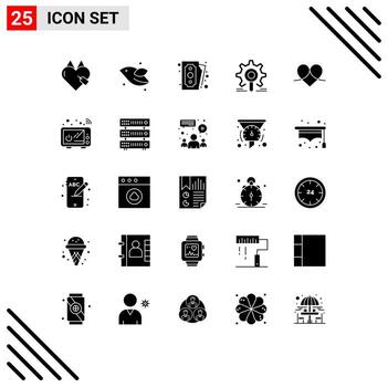 25 glifos sólidos vectoriales temáticos y símbolos editables de elementos de diseño vectorial editables de compras de engranajes de resorte de búsqueda de configuración vector