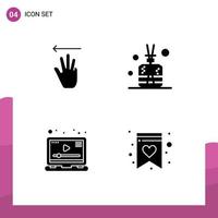 Set of 4 Modern UI Icons Symbols Signs for hand player left green marketing Editable Vector Design Elements