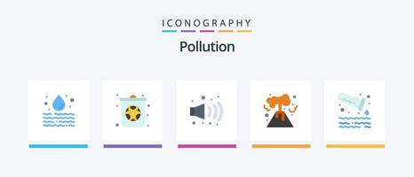 paquete de iconos de contaminación plana 5 que incluye tubo. contaminación. gas. gas. nuclear. diseño de iconos creativos vector