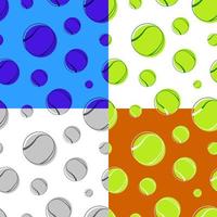 set of seamless patterns with tennis ball. Sport equipment. Ornament for printing and decoration of sports competitions. Vector