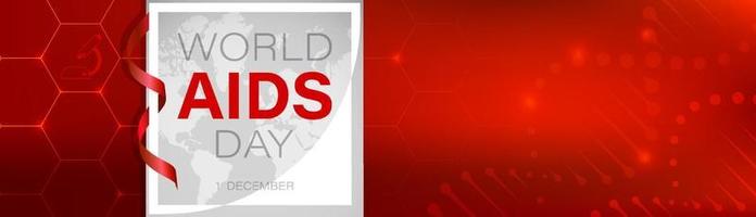 World AIDS Day web banner on 1 December. Frame and red ribbon on medical background. Poster for World AIDS Day. Vector