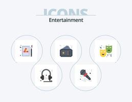 Entertainment Flat Icon Pack 5 Icon Design. coupon. ticket. music. game. pool vector