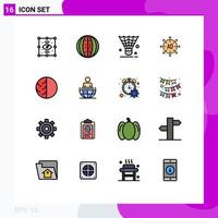 Pictogram Set of 16 Simple Flat Color Filled Lines of ad submission watermelon advertising shuttlecock Editable Creative Vector Design Elements