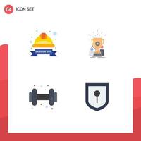 Modern Set of 4 Flat Icons Pictograph of cap trophy helmet award dum Editable Vector Design Elements