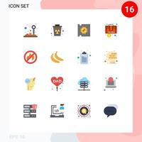 Set of 16 Vector Flat Colors on Grid for fire briefcase cpu baggage accounting Editable Pack of Creative Vector Design Elements