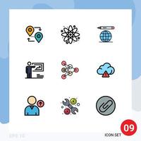 9 Universal Filledline Flat Colors Set for Web and Mobile Applications deep man world business solution Editable Vector Design Elements