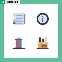 Pack of 4 Modern Flat Icons Signs and Symbols for Web Print Media such as note beauty paper information hair Editable Vector Design Elements