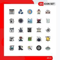 Universal Icon Symbols Group of 25 Modern Filled line Flat Colors of dollar hand garbage coin power Editable Vector Design Elements