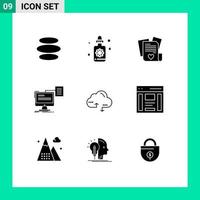 Stock Vector Icon Pack of 9 Line Signs and Symbols for computing document love cv storage Editable Vector Design Elements