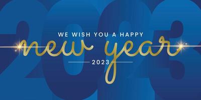 We wish you Happy New Year 2021 handwritten lettering tipography line design sparkle firework gold white blue year 2021 background vector