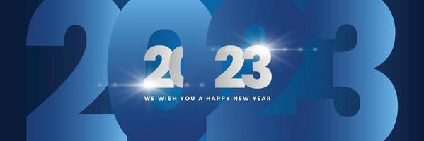 We wish you a Happy New Year 2023 shining sparkler firework silver white blue greeting card vector