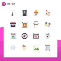 16 Universal Flat Colors Set for Web and Mobile Applications love launch diode rocket shuttle Editable Pack of Creative Vector Design Elements