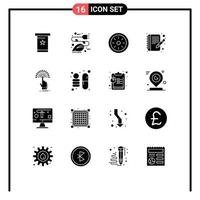 Universal Icon Symbols Group of 16 Modern Solid Glyphs of reach edit eco book pumpkin pie Editable Vector Design Elements