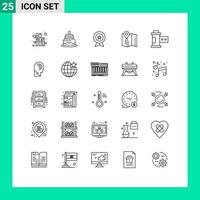 Stock Vector Icon Pack of 25 Line Signs and Symbols for film hotel ecommerce pin location Editable Vector Design Elements