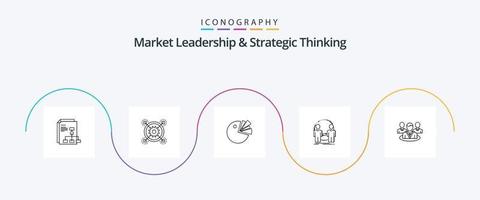 Market Leadership And Strategic Thinking Line 5 Icon Pack Including duplicate. user. gear. clone. diagram vector