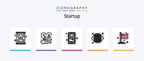 Startup Line Filled 5 Icon Pack Including access. phone. commerce. hand. data. Creative Icons Design vector