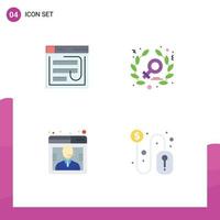 Pack of 4 creative Flat Icons of email women password website customer Editable Vector Design Elements