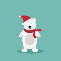 polar bear with red scarf.Vector cute cartoon charcter.Chrismas concept.Perfect for christmas and NewYear greeting card ESP10 vector