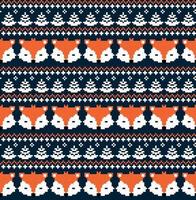 New Year's Christmas pattern pixel with foxes vector illustration