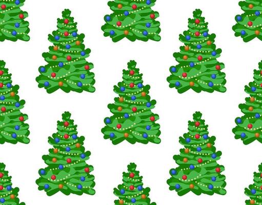 Vector seamless flat pattern with icons of Happy New Year and Christmas Day