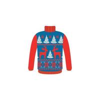 Vector ugly sweaters for Christmas party. Knitted jumpers with winter patterns esp