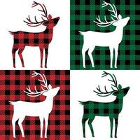 deer pattern at Buffalo Plaid. Festive background for design and print vector