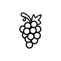 contorno, icono de uvas vector simple aislado sobre fondo blanco.