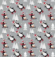 Merry Christmas seamless pattern with penguins,in vector. vector