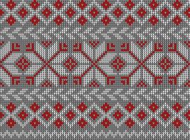 Knitted Christmas and New Year pattern. Wool Knitting Sweater Design. Wallpaper wrapping paper textile print. vector