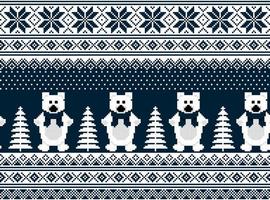 pixel de patrón de navidad de año nuevo en ilustración de vector de osos