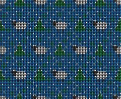 Knitted Christmas and New Year pattern. Wool Knitting Sweater Design. Wallpaper wrapping paper textile print. vector