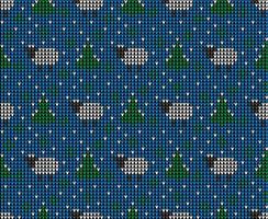 Knitted Christmas and New Year pattern. Wool Knitting Sweater Design. Wallpaper wrapping paper textile print. vector