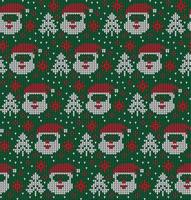 Knitted Christmas and New Year pattern. Wool Knitting Sweater Design. Wallpaper wrapping paper textile print. Eps 10 vector