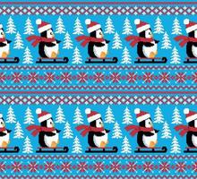 New Year's Christmas pattern pixel in penguins vector illustration