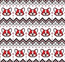 New Year's Christmas pattern pixel with dogs vector illustration