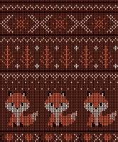 New Year's Christmas pattern knitted with foxes vector illustration eps