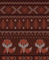 New Year's Christmas pattern knitted with foxes vector illustration eps