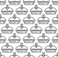 Outline apple pie seamless pattern isolated on white background. vector