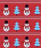 Knitted Christmas and New Year pattern in snowmen. Wool Knitting Sweater Design. Wallpaper wrapping paper textile print. Eps 10 vector