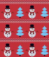 Knitted Christmas and New Year pattern in snowmen. Wool Knitting Sweater Design. Wallpaper wrapping paper textile print. Eps 10 vector