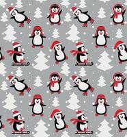 Merry Christmas seamless pattern with penguins,in vector. vector