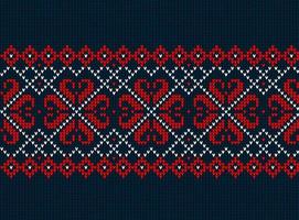 Knitted Christmas and New Year pattern. Wool Knitting Sweater Design. Wallpaper wrapping paper textile print. vector