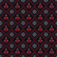 Knitted Christmas and New Year pattern. Wool Knitting Sweater Design. Wallpaper wrapping paper textile print. vector