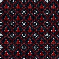 Knitted Christmas and New Year pattern. Wool Knitting Sweater Design. Wallpaper wrapping paper textile print. vector