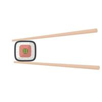 sushi roll and chopsticks vector