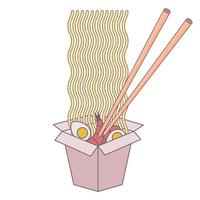 caja de wok con fideos vector