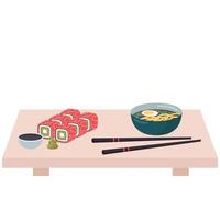 sushi set and chopsticks vector